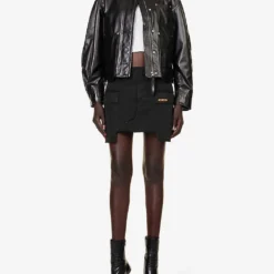 Raw-hem Cotton And Linen-blend Mini Skirt 8 Raw-hem Cotton And Linen-blend Mini Skirt -Default Template 2 R04192053 BLACK ALT01