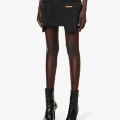 Raw-hem Cotton And Linen-blend Mini Skirt 9 Raw-hem Cotton And Linen-blend Mini Skirt -Default Template 2 R04192053 BLACK ALT02