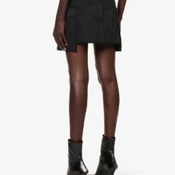 Raw-hem Cotton And Linen-blend Mini Skirt 10 Raw-hem Cotton And Linen-blend Mini Skirt -Default Template 2 R04192053 BLACK ALT03