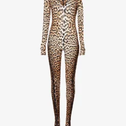 Roberto Cavalli Leopard-print Slim-fit Stretch-woven Jumpsuit