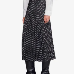 Sandro Tosca Graphic-print Woven Midi Skirt -Default Template 2 R04194623 NOIRGRIS ALT02