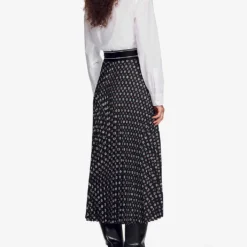 Sandro Tosca Graphic-print Woven Midi Skirt -Default Template 2 R04194623 NOIRGRIS ALT03