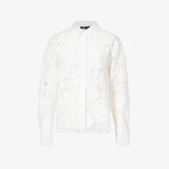 ME AND EM Floral-embroidered Recycled-polyester-blend Blouse