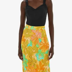 Whistles Palm Floral-print Button-embellished Woven Midi Skirt -Default Template 2 R04195944 MULTICOLOURED ALT02