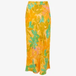 Whistles Palm Floral-print Button-embellished Woven Midi Skirt