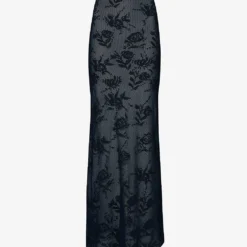 ALAIA Sheer Floral-pattern Cotton-blend Maxi Skirt