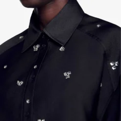 Sandro Mentissa Crystal-embellished Woven Shirt -Default Template 2 R04197499 NOIRGRIS ALT04