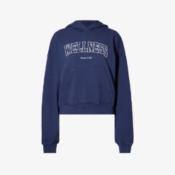 Wellness Ivy Slogan-embroidered Cotton-jersey Hoody