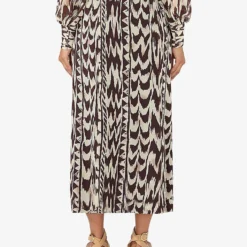 Animal-print Front-split Woven Midi Skirt 8 Animal-print Front-split Woven Midi Skirt -Default Template 2 R04209466 BROWN ALT02