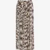Animal-print Front-split Woven Midi Skirt -Default Template 2 R04209466 BROWN M
