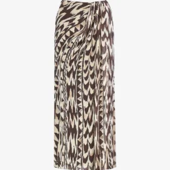 Animal-print Front-split Woven Midi Skirt